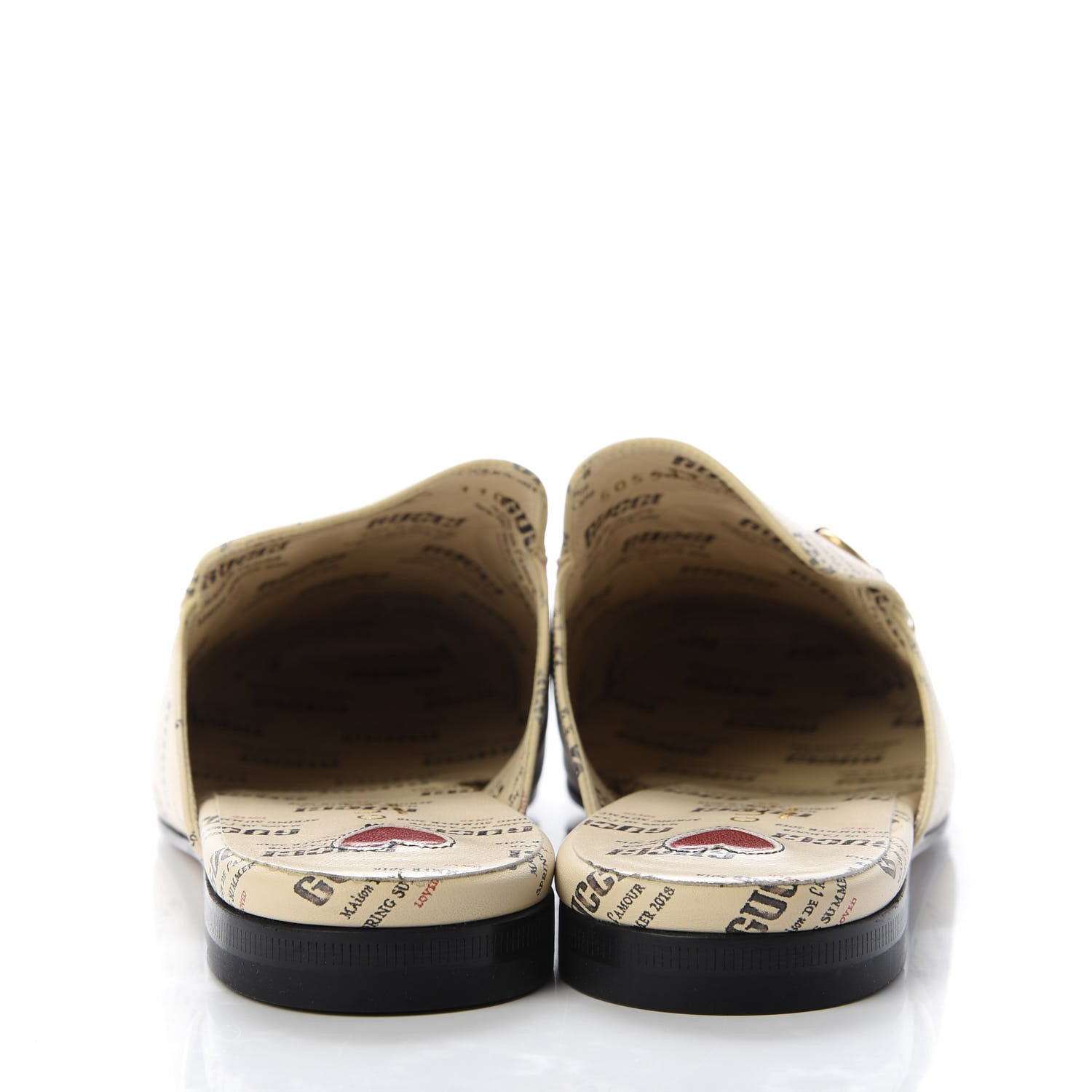 Gucci Calfskin Stamp Print Womens Princetown Slippers 39.5 Soy Black 6 of 10