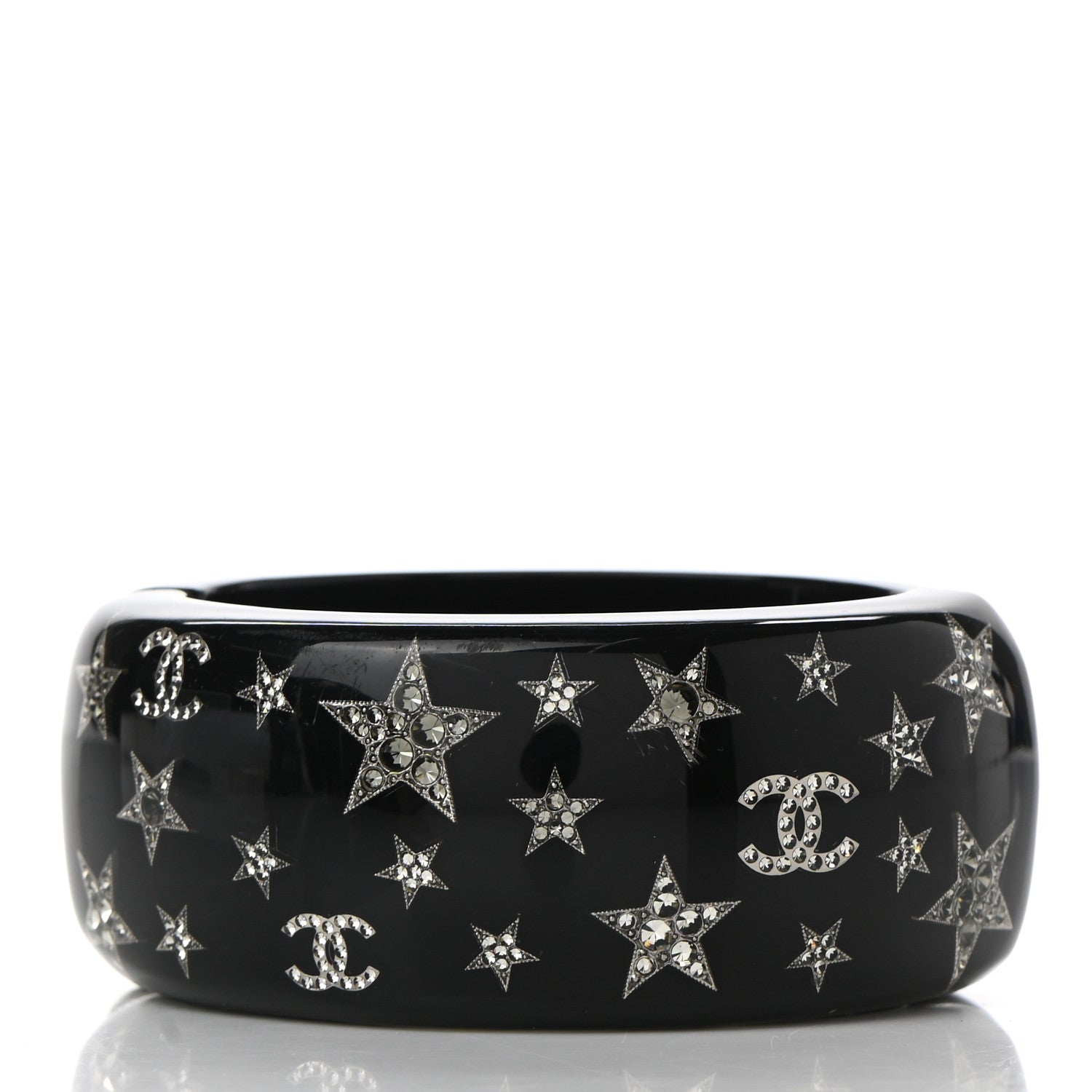 Chanel Resin Strass CC Stars Cuff Black 3 of 5