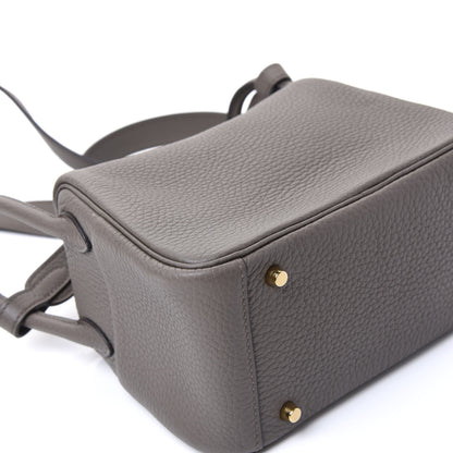 Hermes Taurillon Clemence Mini Lindy 20 Etain 7 of 11