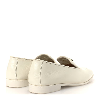 Chanel Shiny Calfskin Pearl CC Mocassin Loafers 36 White 5 of 13