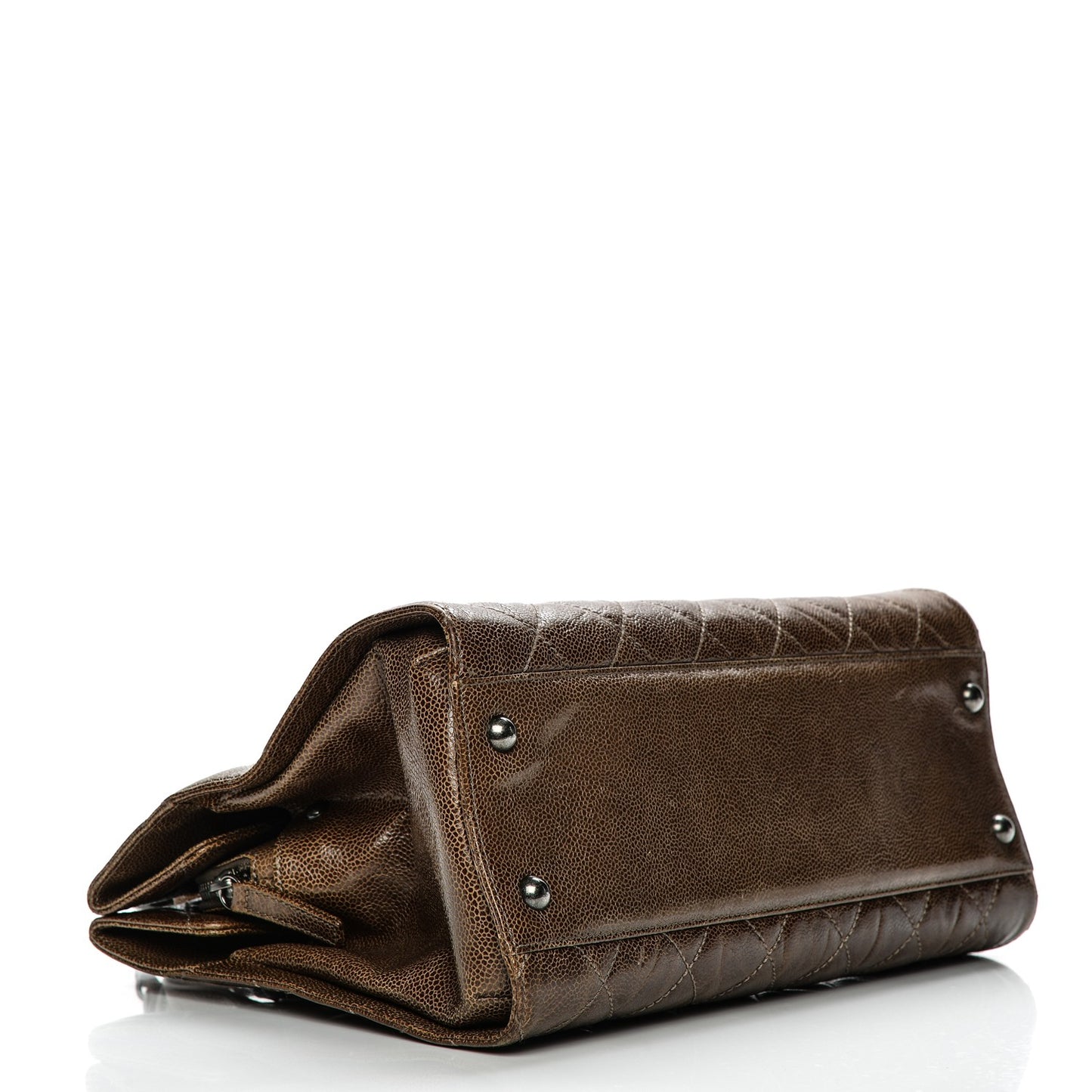 Crumpled Grained Calfskin CC Crave Tote Brown