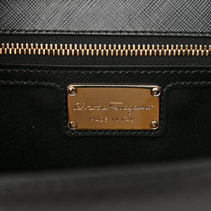 Salvatore Ferragamo Printed Calfskin Vara Bow Chain Flap Crossbody Black 6 of 9