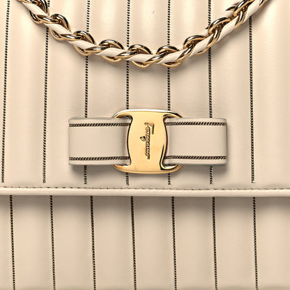 Salvatore Ferragamo Nappa Vertical Quilted Ginny Shoulder Bag White 7 of 12