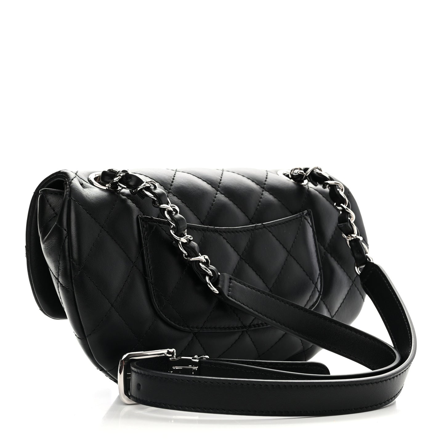 Calfskin Quilted CC Uniform Flap Belt Bag Black