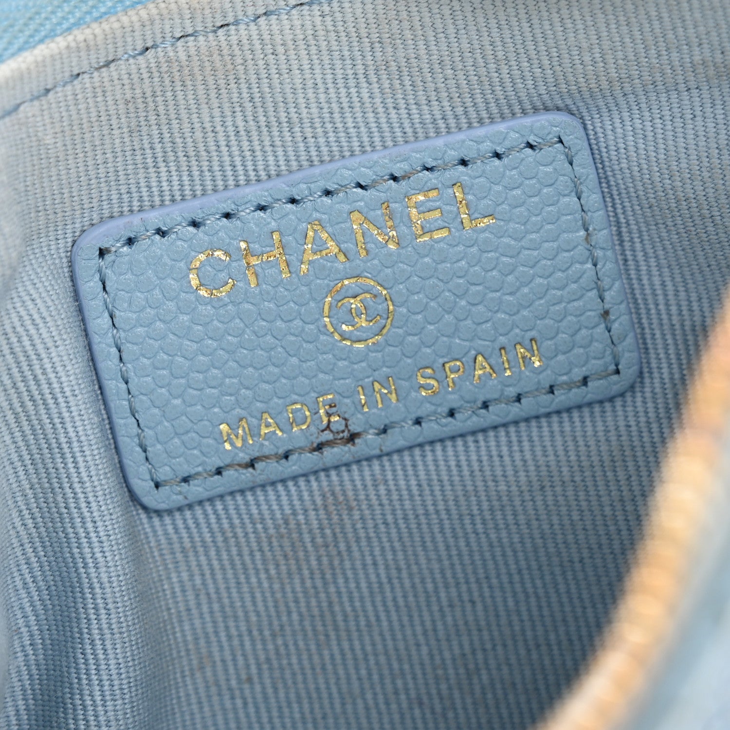 Chanel Caviar Quilted Small Cosmetic Case Light Blue 6 of 11