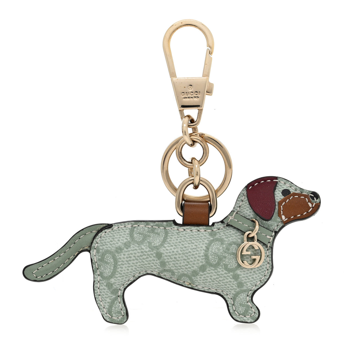 Gucci GG Supreme Monogram Dog Shaped Bag Charm Sage Green 1 of 4