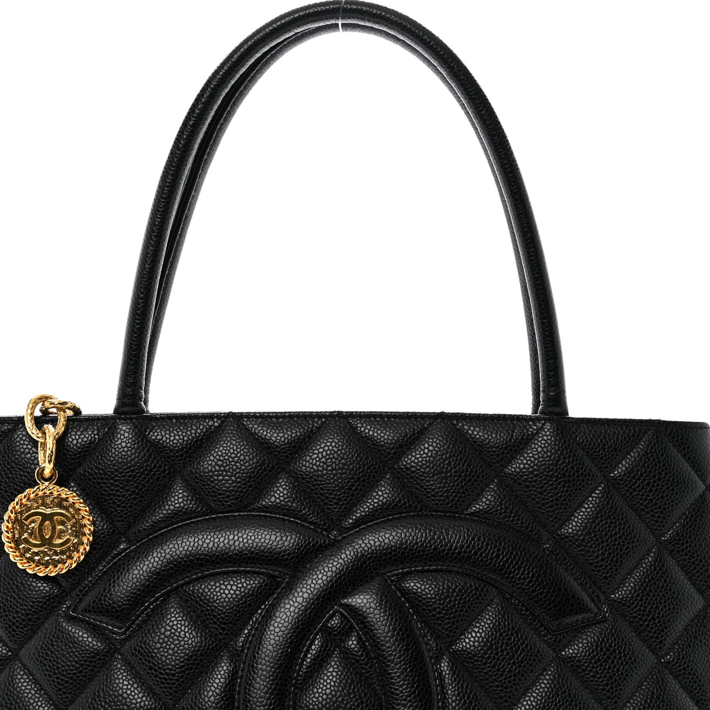 Caviar Quilted Medallion Tote Black