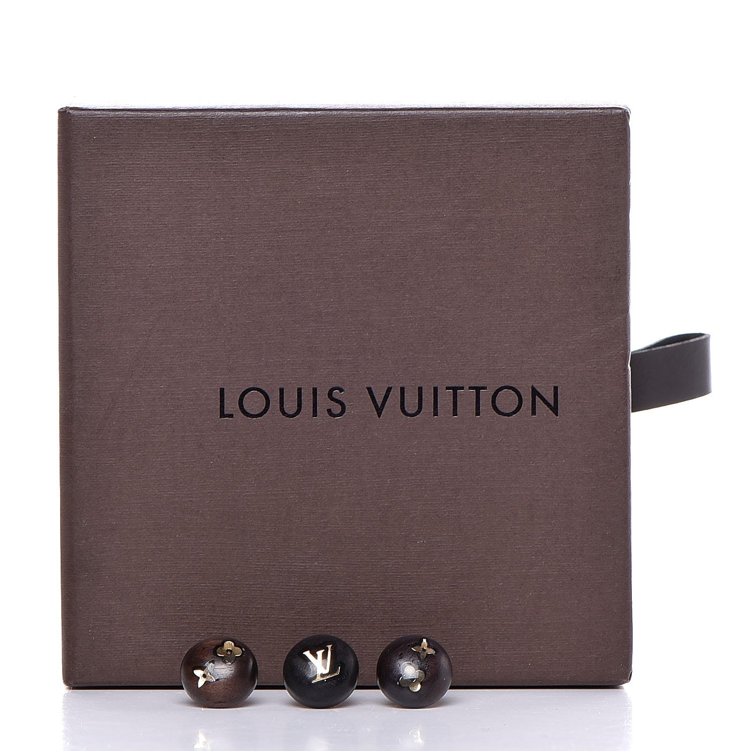 Louis Vuitton Tiger Wood Brass Silvania Stud Earrings 5 of 5