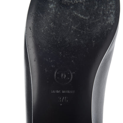 Chanel Lambskin Patent Cap Toe Ballerina Flats 37 Black 9 of 11