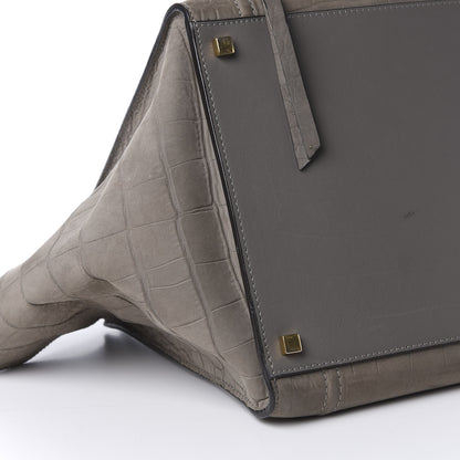 Celine Crocodile Embossed Nubuck Medium Phantom Luggage Grey 5 of 15