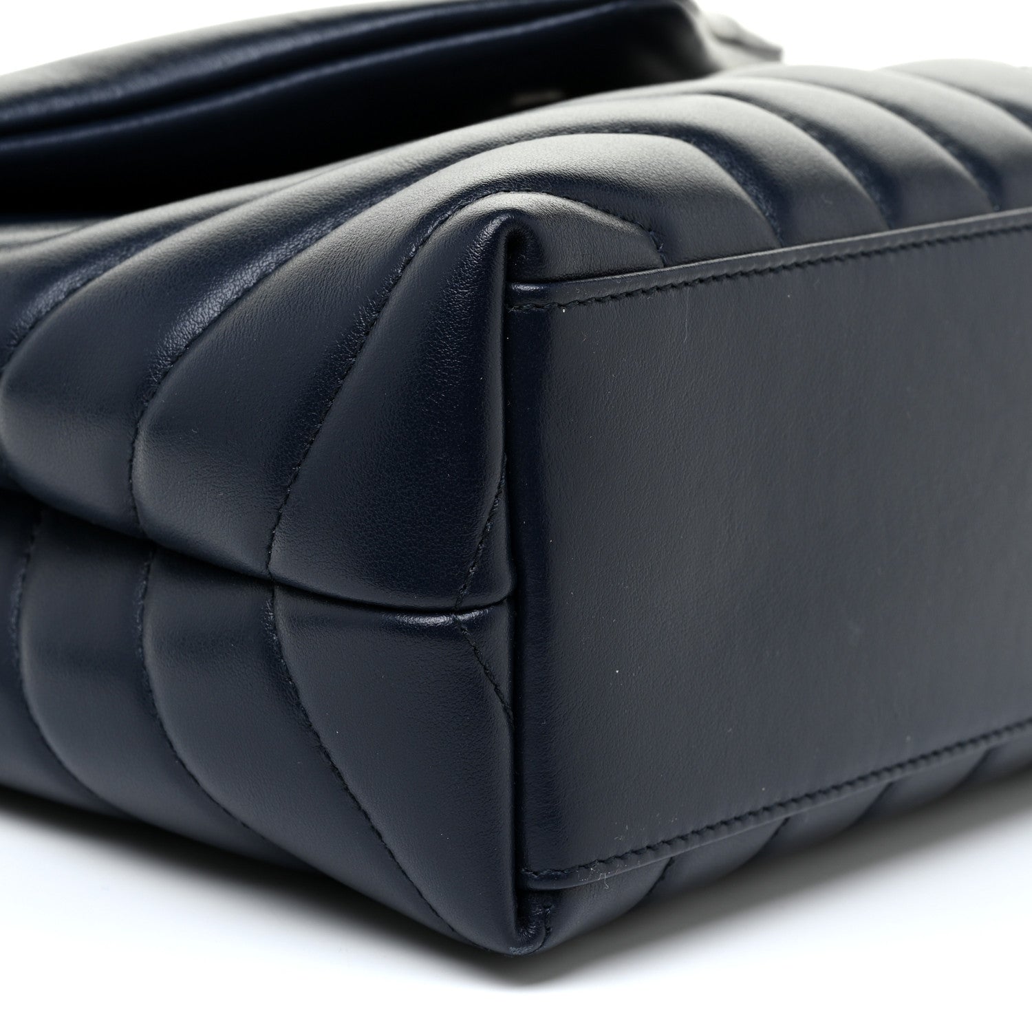 Saint Laurent Calfskin Y Quilted Monogram Small Loulou Chain Satchel Deep Marine 10 of 16