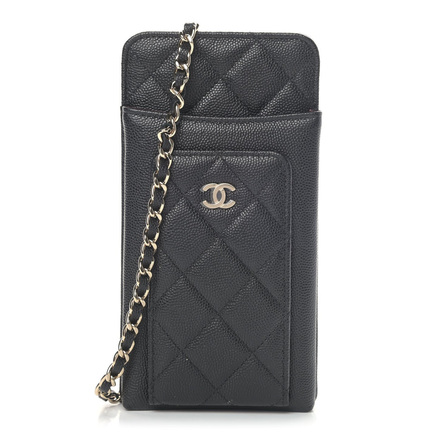 Caviar Quilted CC Phone Holder Black