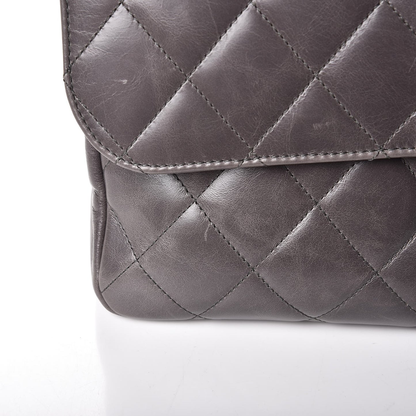 Glazed Calfskin Quilted Small CC Delivery Tote Grey