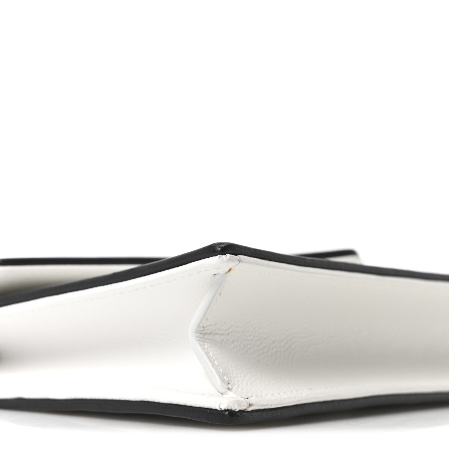 Saint Laurent Grain De Poudre Matelasse Chevron Monogram Envelope Chain Wallet  White Black 9 of 10