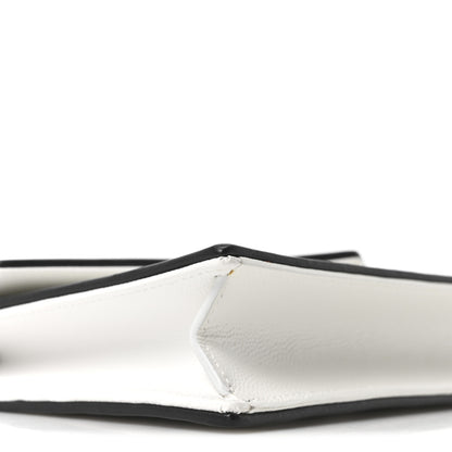Saint Laurent Grain De Poudre Matelasse Chevron Monogram Envelope Chain Wallet  White Black 9 of 10