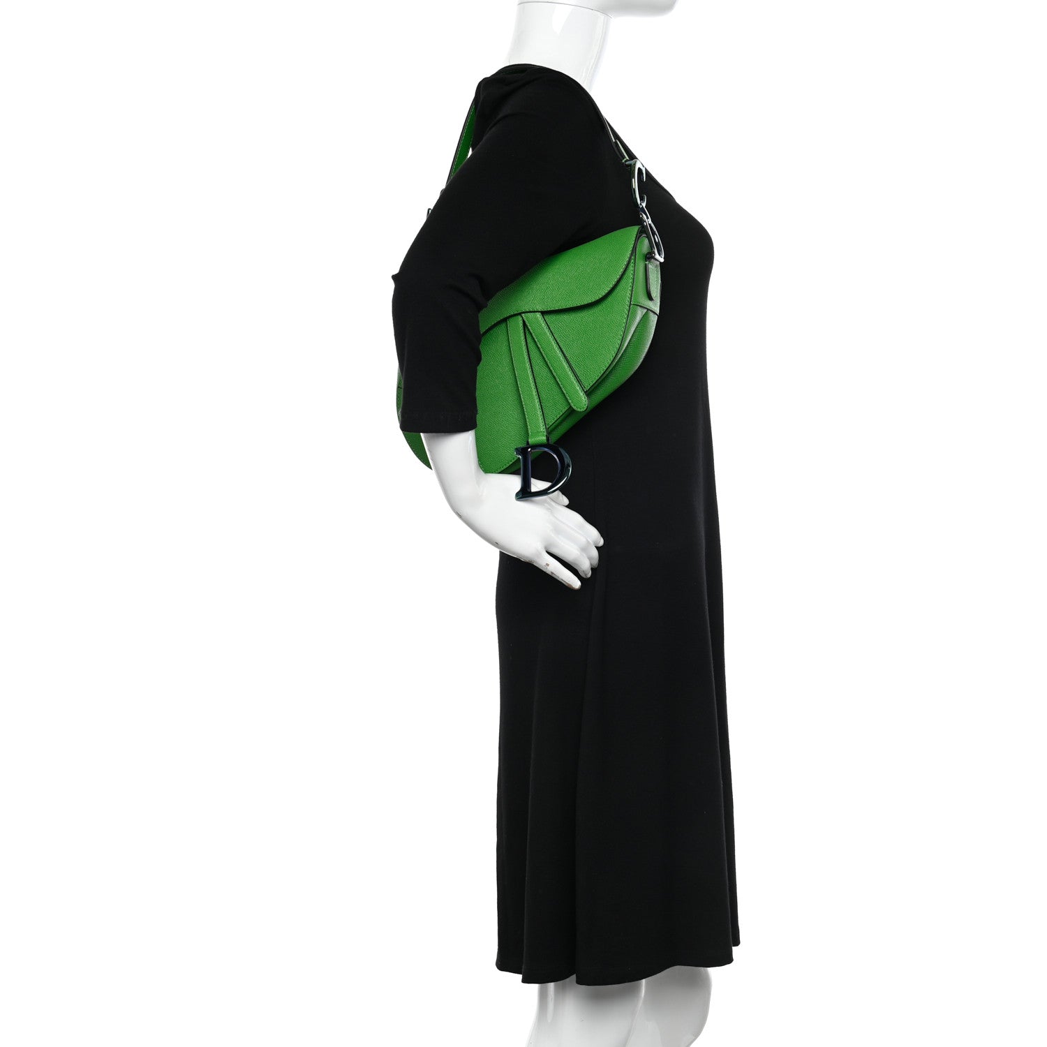 Christian Dior Grained Calfskin Saddle Bag Green 2 of 10