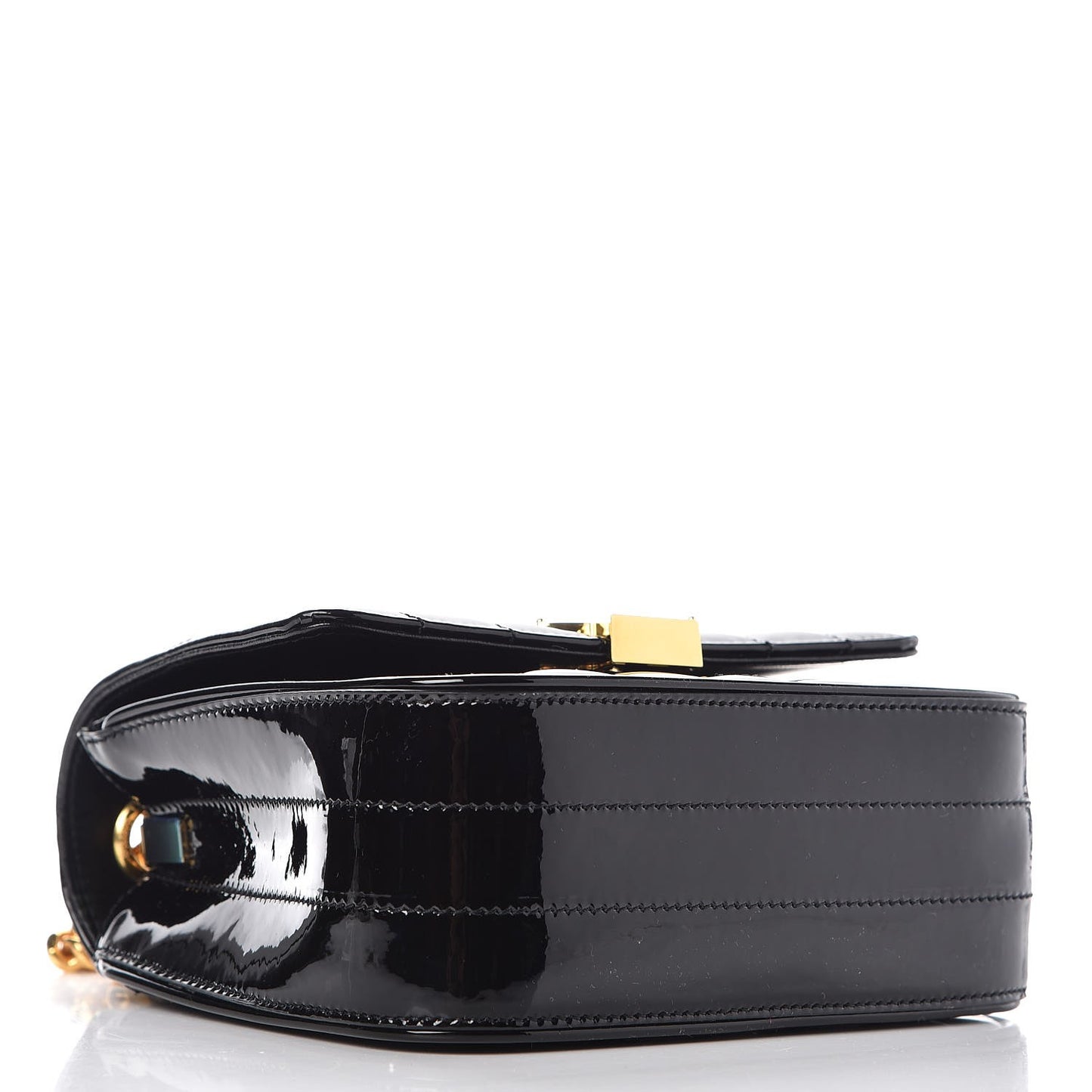 Patent Calfskin Matelasse Monogram Small Vicky Chain Bag Black