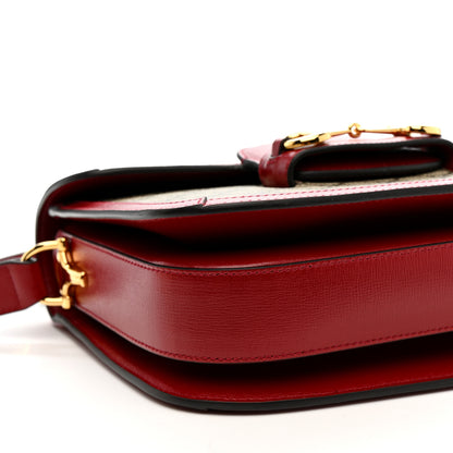 Gucci GG Supreme Monogram Azalea Calfskin Horsebit 1955 Shoulder Bag Beige Ebony New Cherry Red 10 of 12