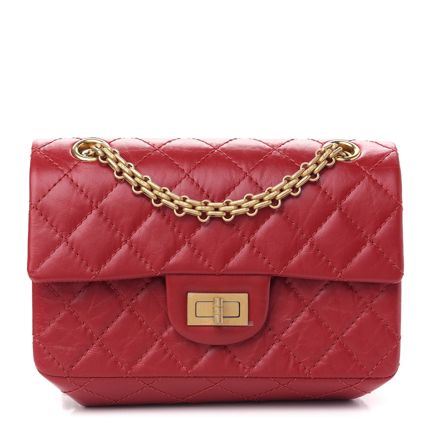 Aged Calfskin Quilted 2.55 Reissue Mini Flap Red