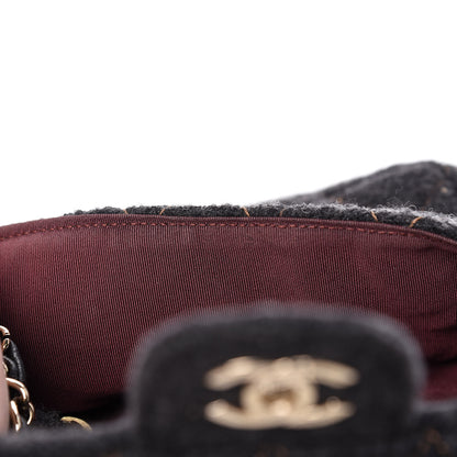Chanel Wool Contrast Stitch Mini Square Flap Charcoal 10 of 11
