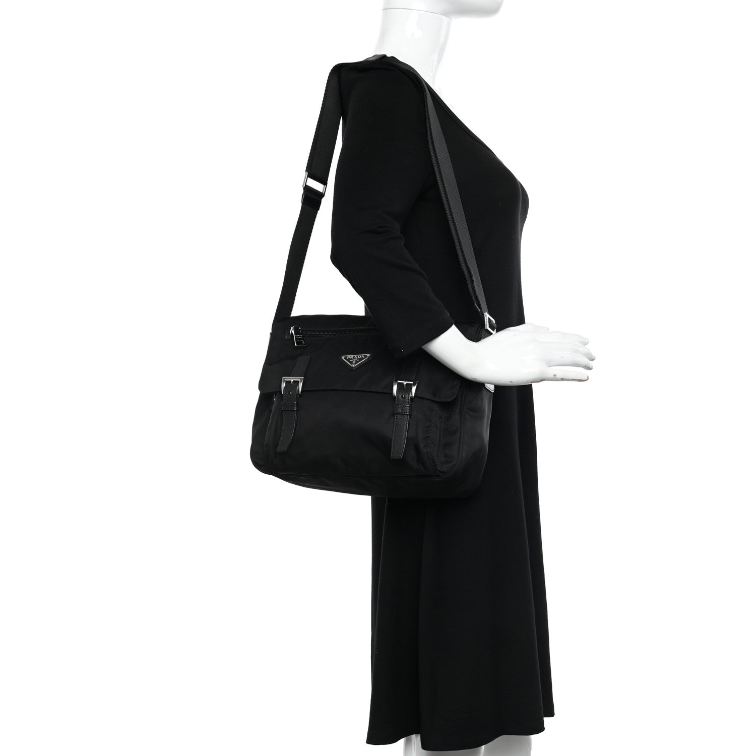 Prada Nylon Vela Messenger Bag Black 2 of 9
