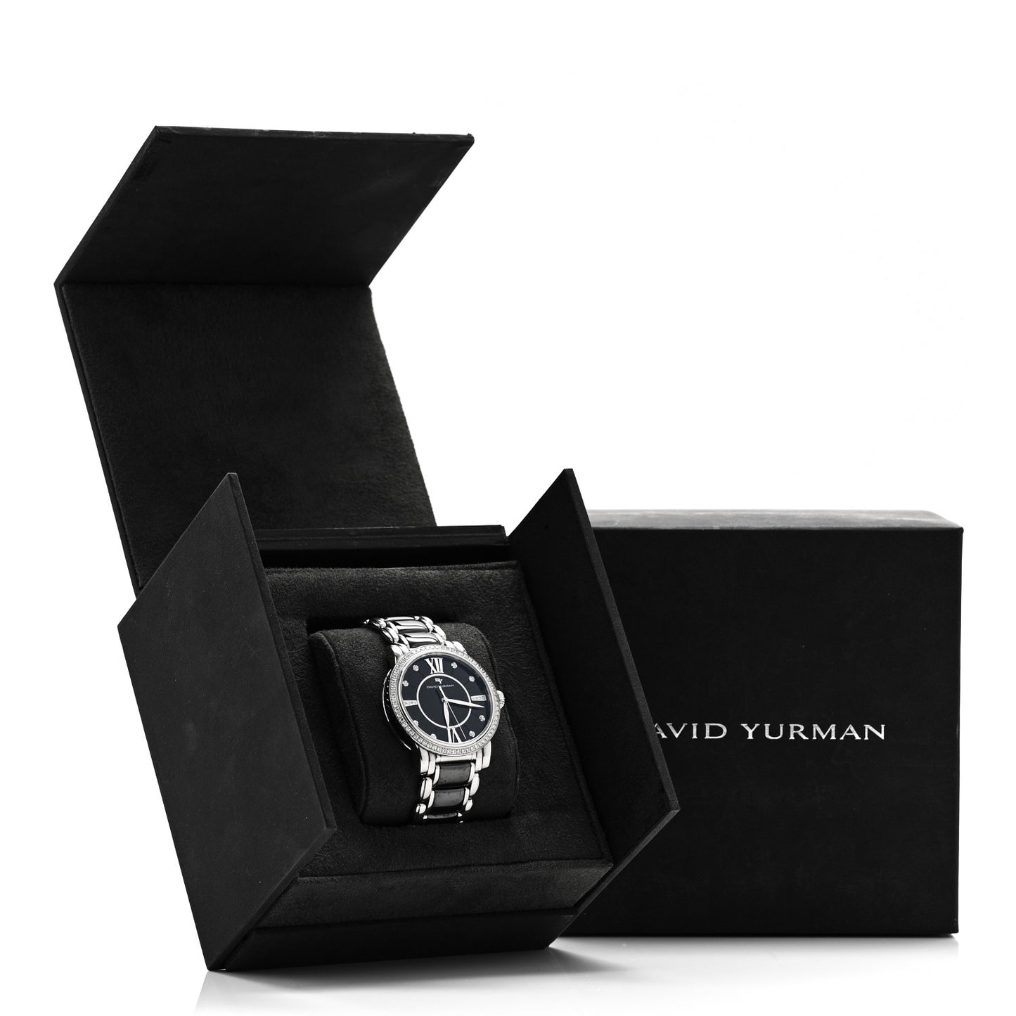 Stainless Steel Ceramic Diamond Bezel 38mm Classic Quartz Watch Black