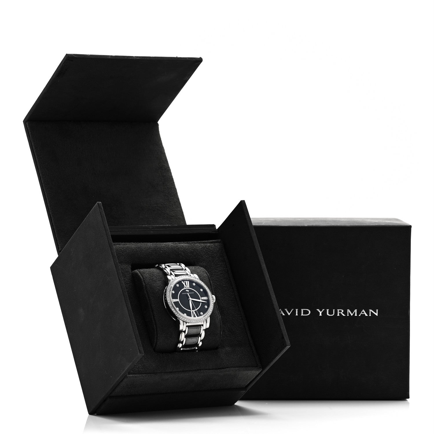 David Yurman Stainless Steel Ceramic Diamond Bezel 38mm Classic Quartz Watch Black 5 of 5