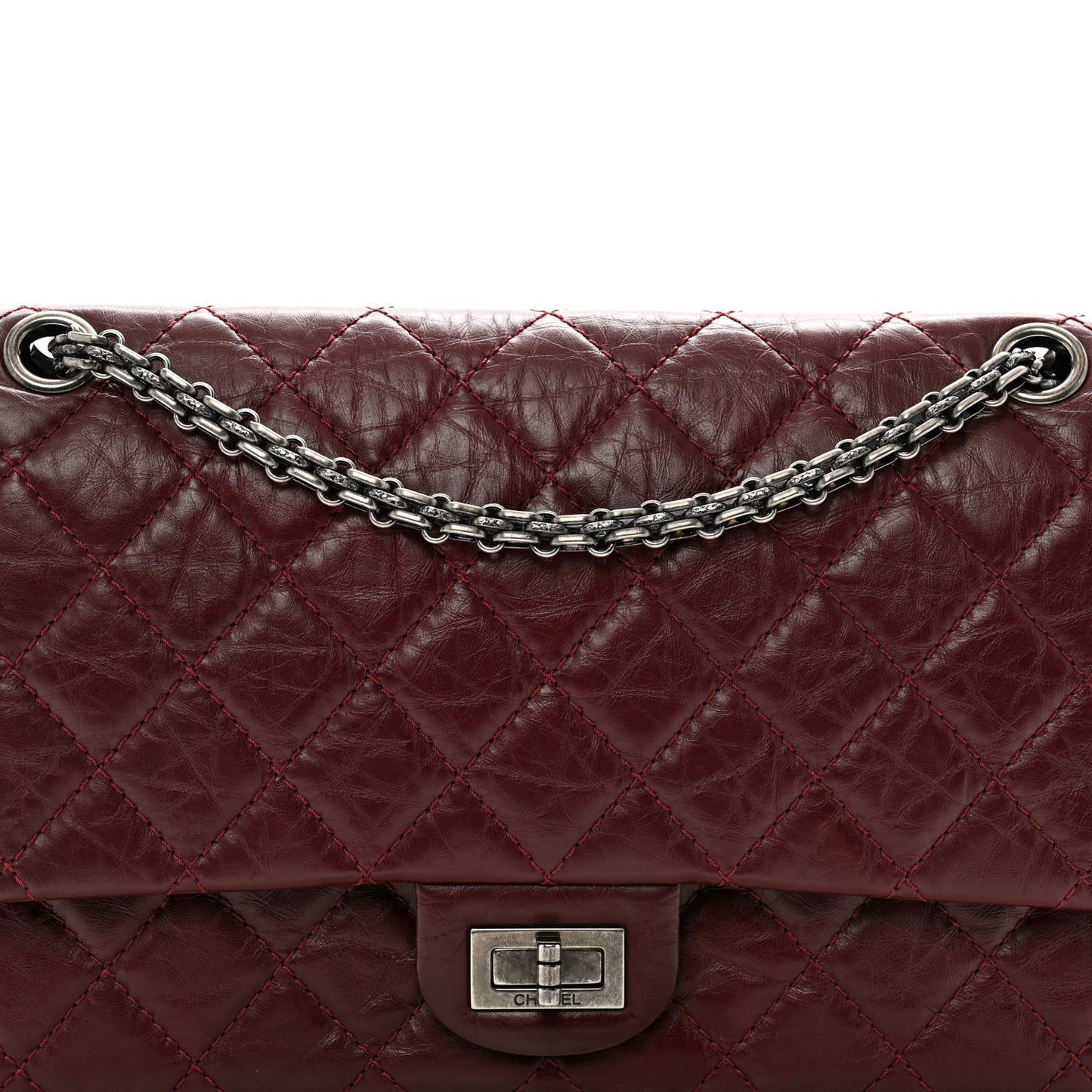 Aged Calfskin Quilted 2.55 Reissue 226 Flap Dark Burgundy