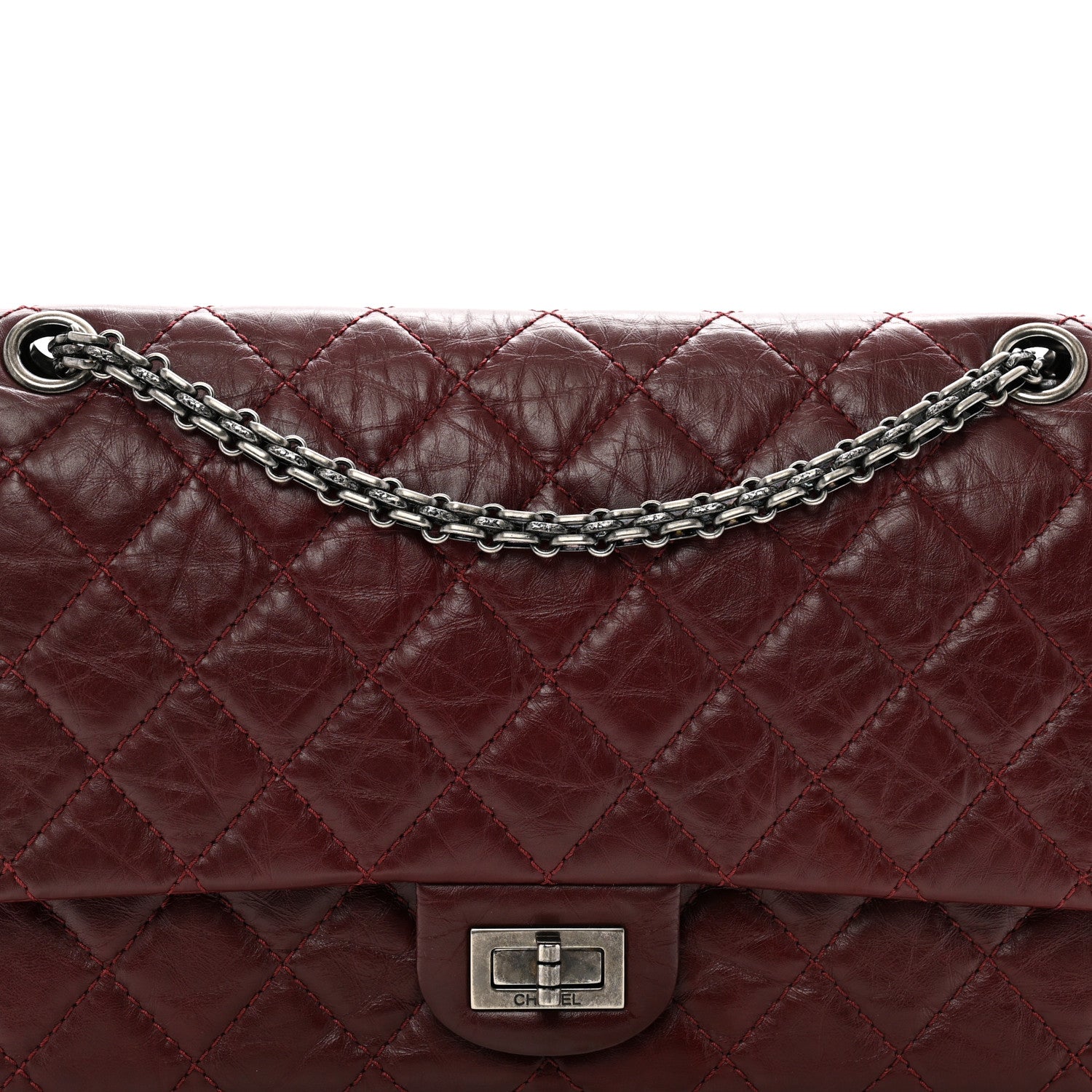 Chanel Aged Calfskin Quilted 2.55 Reissue 226 Flap Dark Burgundy 8 of 10