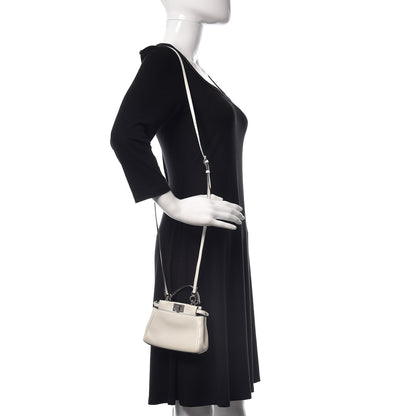 Fendi Shiny Nappa Micro Peekaboo Iconic Satchel White 2 of 9