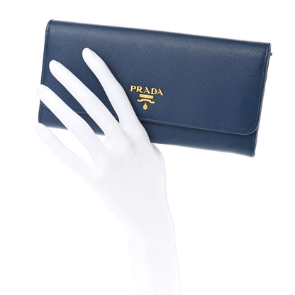Prada Saffiano Metal Continental Flap Wallet Bluette Cobalto Turchese 3 of 8