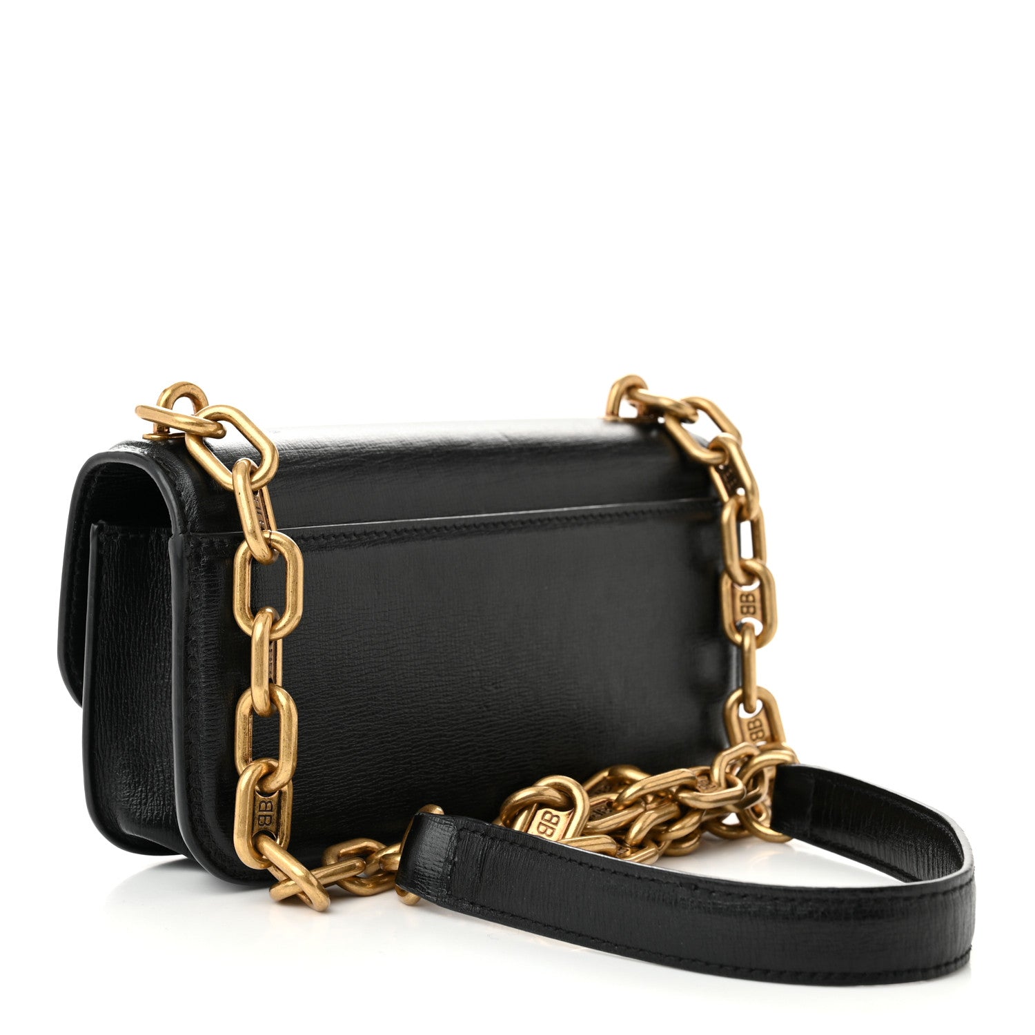 Balenciaga Calfskin Stripe Embossed Gossip Chain Bag XS Black 3 of 11