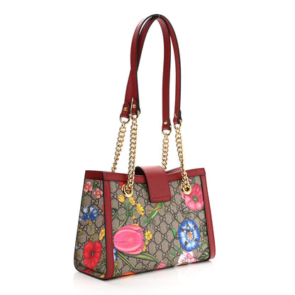 Gucci GG Supreme Monogram Flora Small Padlock Tote Red 3 of 12