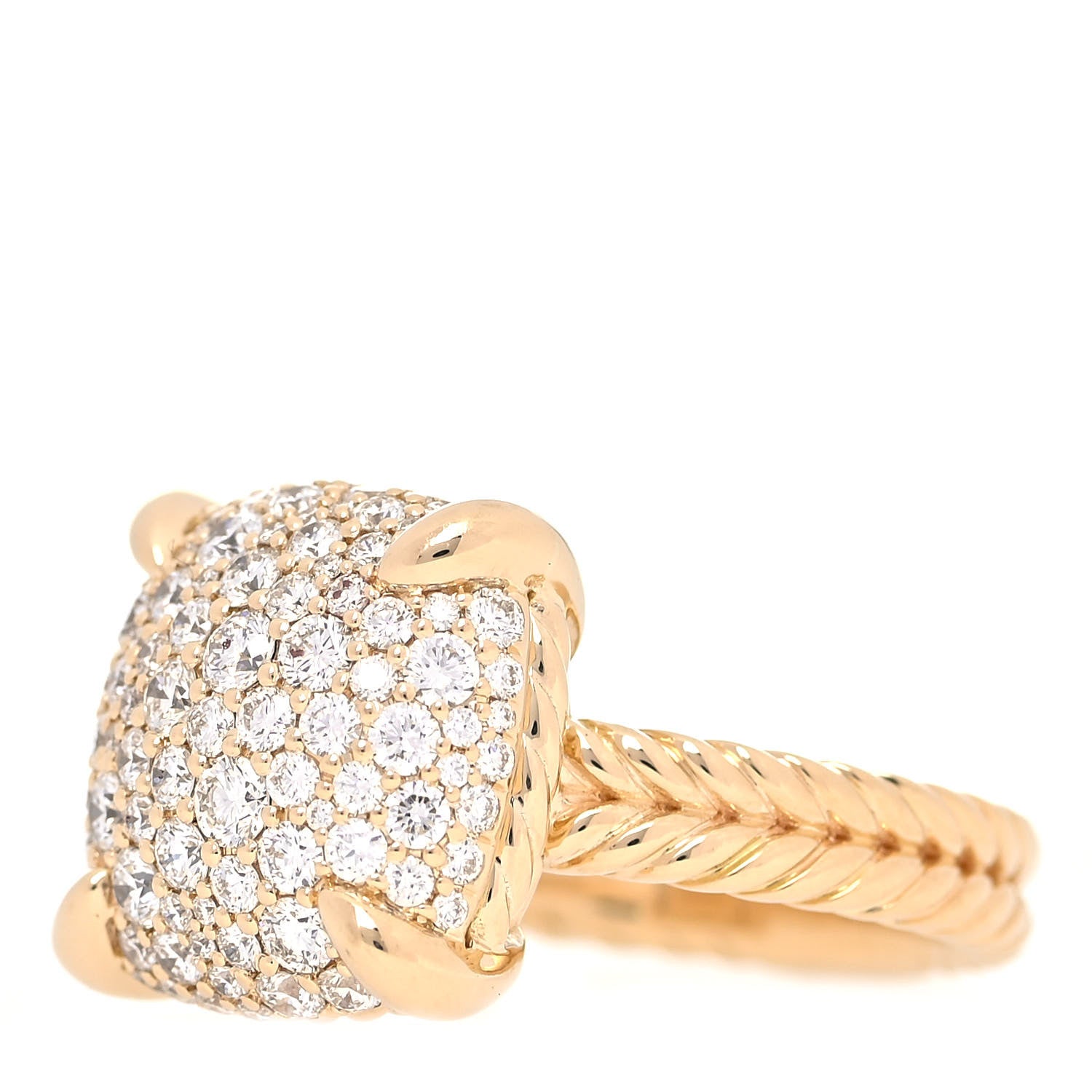 David Yurman 18K Yellow Gold Diamond 14mm Chatelaine Ring 54 7 3 of 6