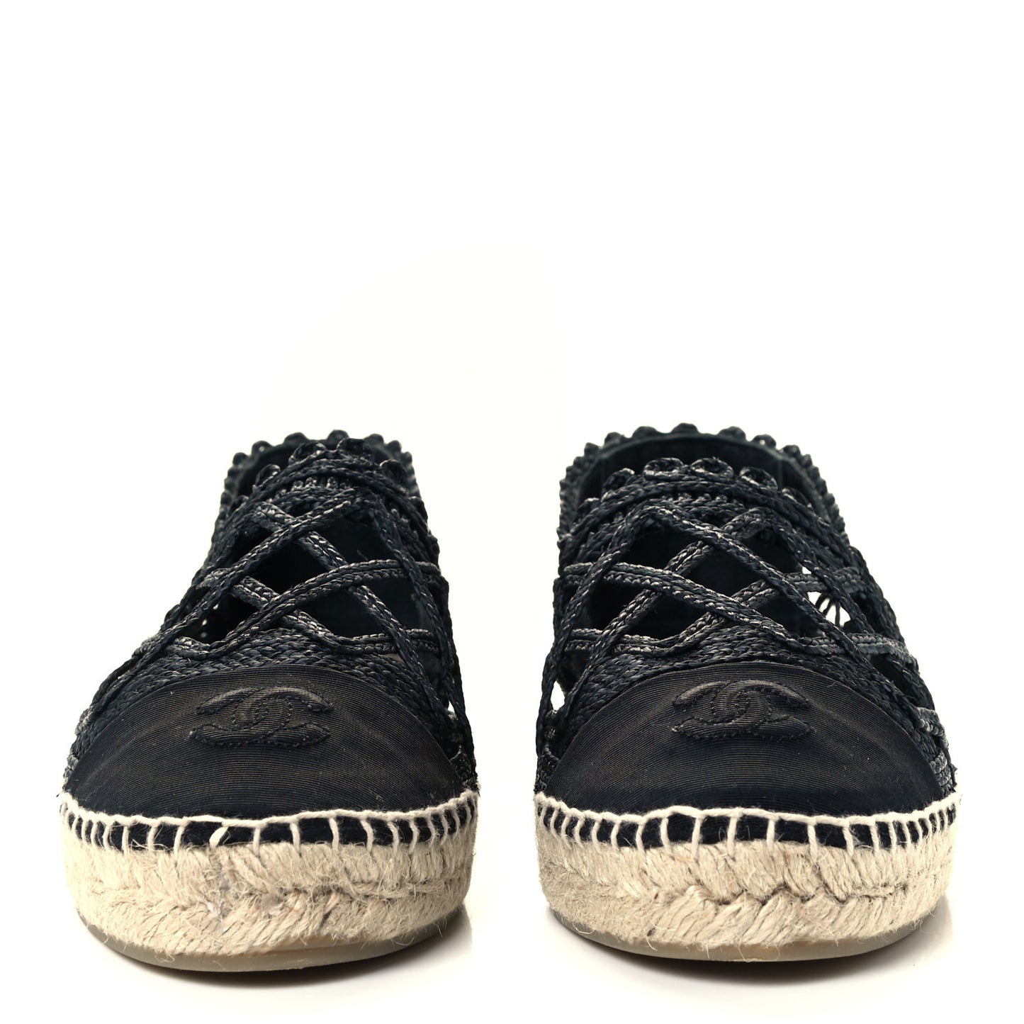 Woven Fabric Grosgrain CC Espadrilles 41 Black