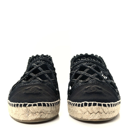 Chanel Woven Fabric Grosgrain CC Espadrilles 41 Black 2 of 12