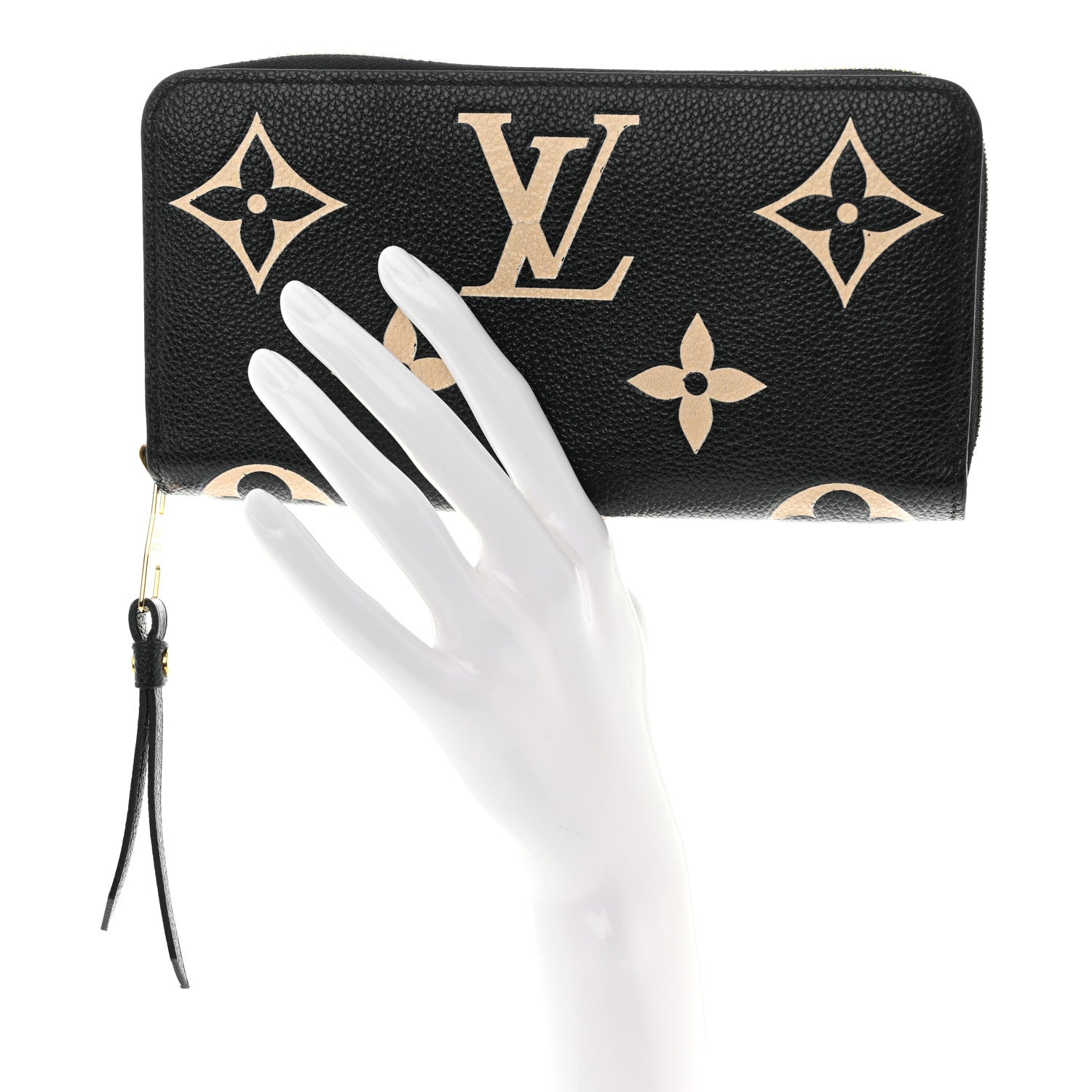 Louis Vuitton Empreinte Monogram Giant Zippy Wallet Black Beige 2 of 13