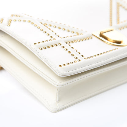 Christian Dior Calfskin Studded Diorama Wallet on Chain Pouch Off White 7 of 12
