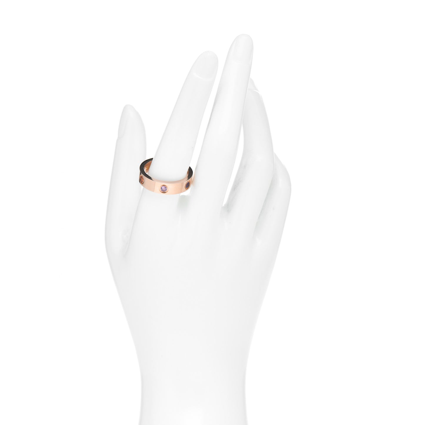 18K Pink Gold Sapphire Garnet Amethyst 5.5mm LOVE Ring 60 9
