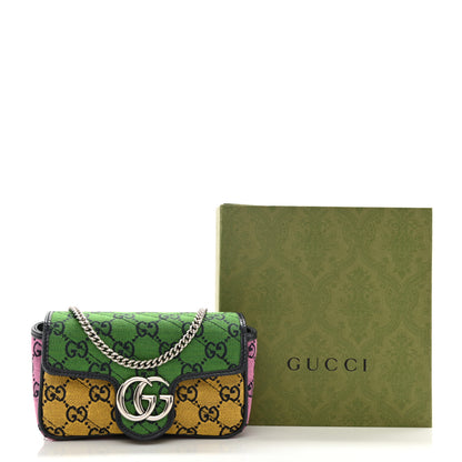 Gucci Monogram Multicolor Matelasse Diagonal Super Mini GG Marmont Shoulder Bag Green Blue Yellow Light Blue Pink 9 of 9