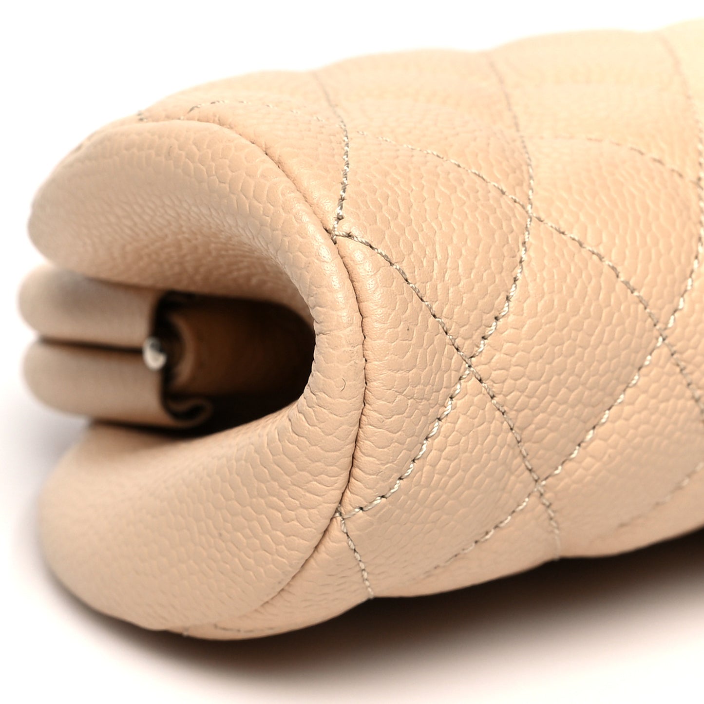 Caviar Quilted Timeless Clutch Beige
