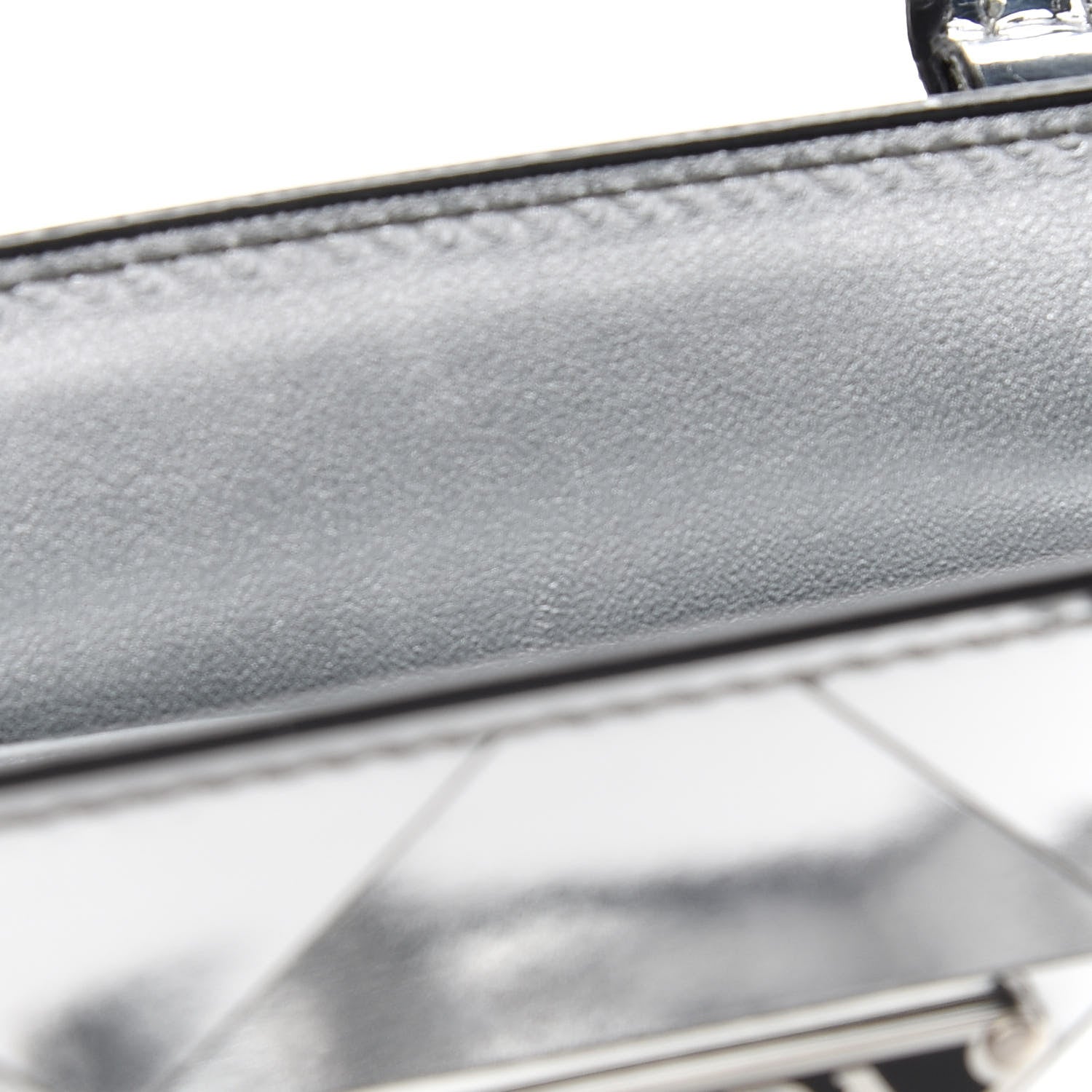 Prada Spazzolato Metal Triangle Logo Triangle Patterned Small Double Handle Crossbody Tote Argento 9 of 10