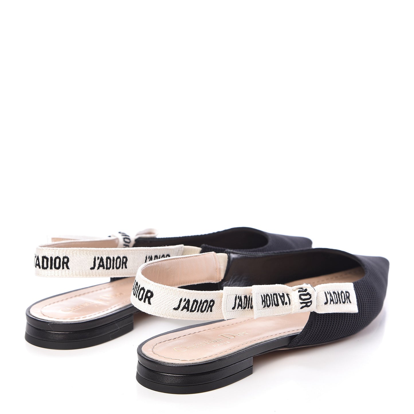 Technical Canvas Ribbon J'Adior Slingback Ballet Flats 40 Black