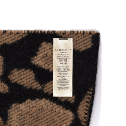 Burberry Wool Cashmere Animal Print Scarf Beige Black 3 of 3