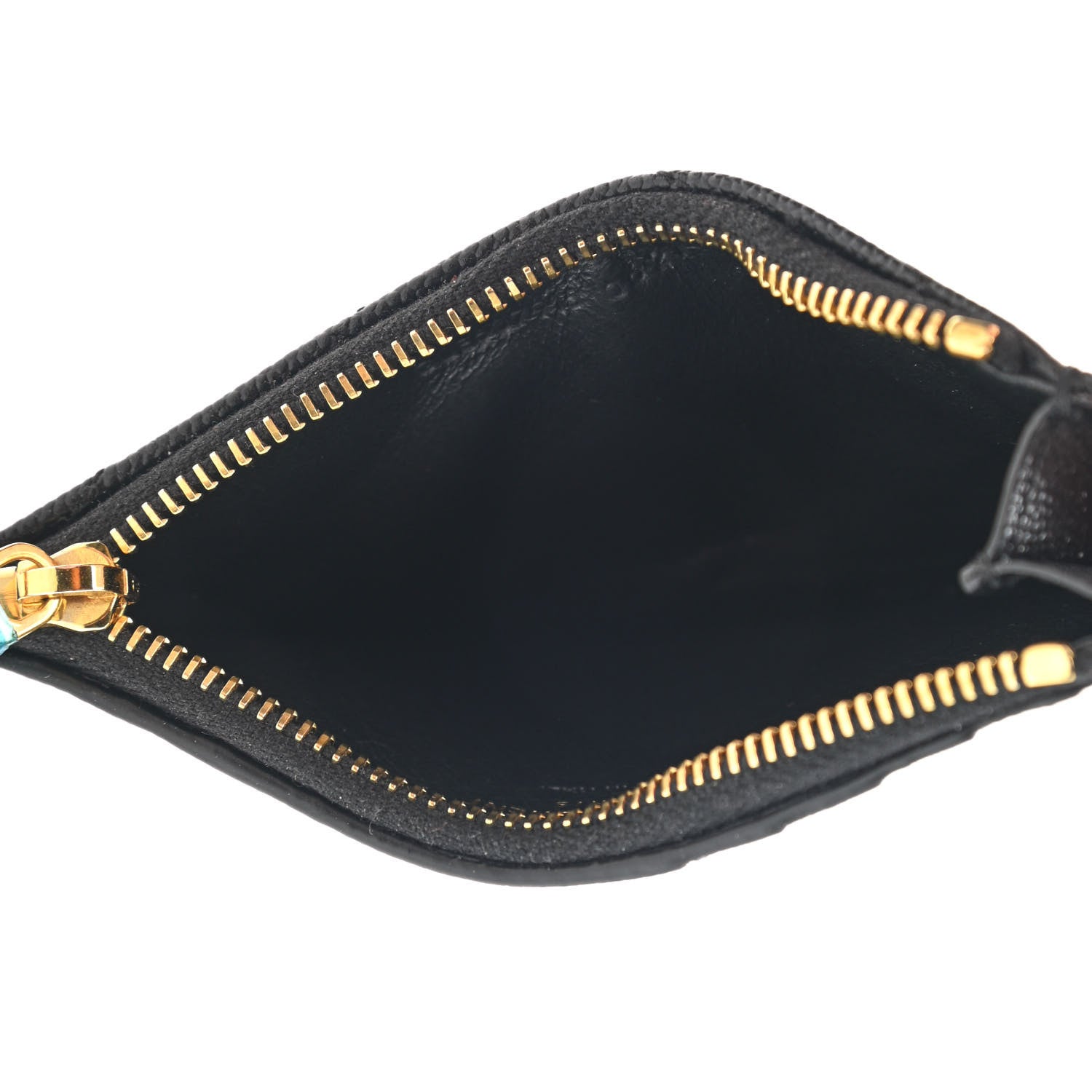 Saint Laurent Grain De Poudre Matelasse Chevron Monogram Fragments Zippered Card Case Black 5 of 7
