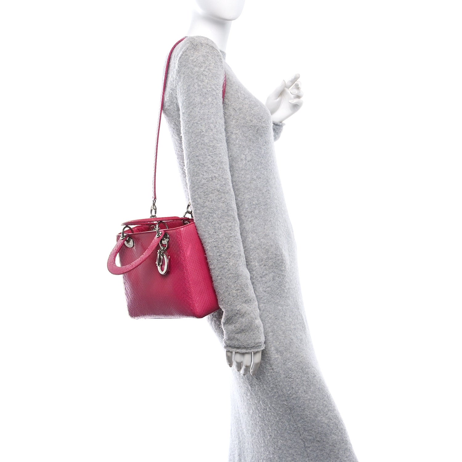 Christian Dior Snakeskin Medium Lady Dior Pink 2 of 10