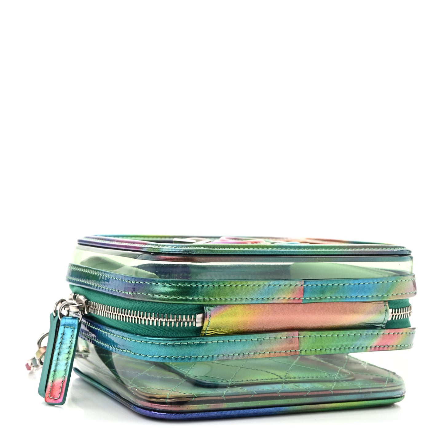PVC Lambskin Filigree Small CC Filigree Vanity Case Green Multicolor