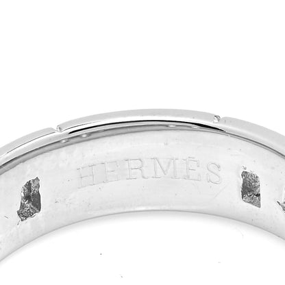 Hermes 18K White Gold Hercules H Ring 52 6 4 of 5