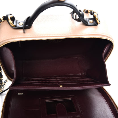 Chanel Caviar Quilted Large CC Filigree Vanity Case Beige Black 6 of 9
