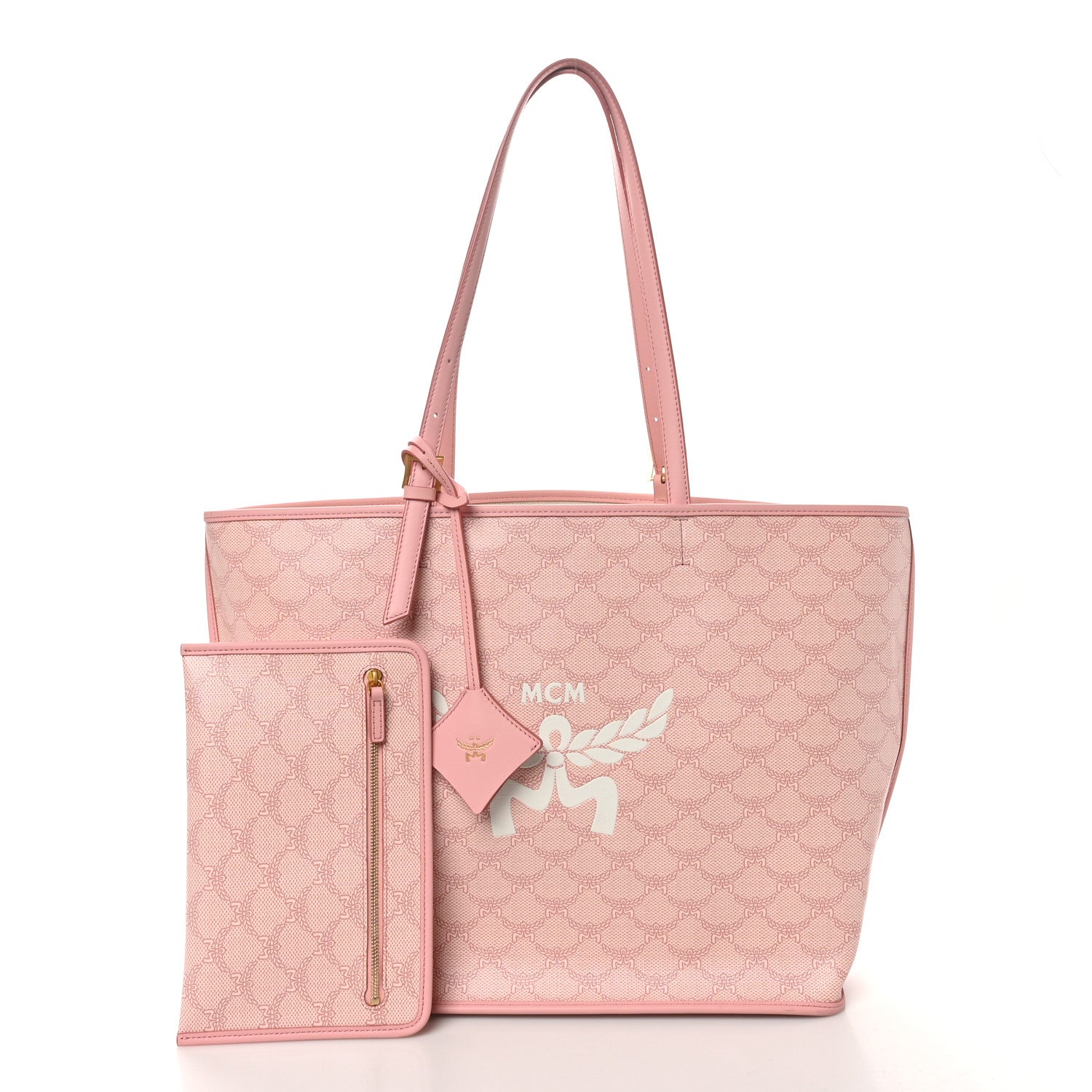 MCM Lauretos Nappa Medium Himmel Shopper Tote Pink 3 of 11